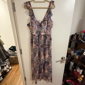 GUESS  Pink and Blue Floral Maxi Dress
